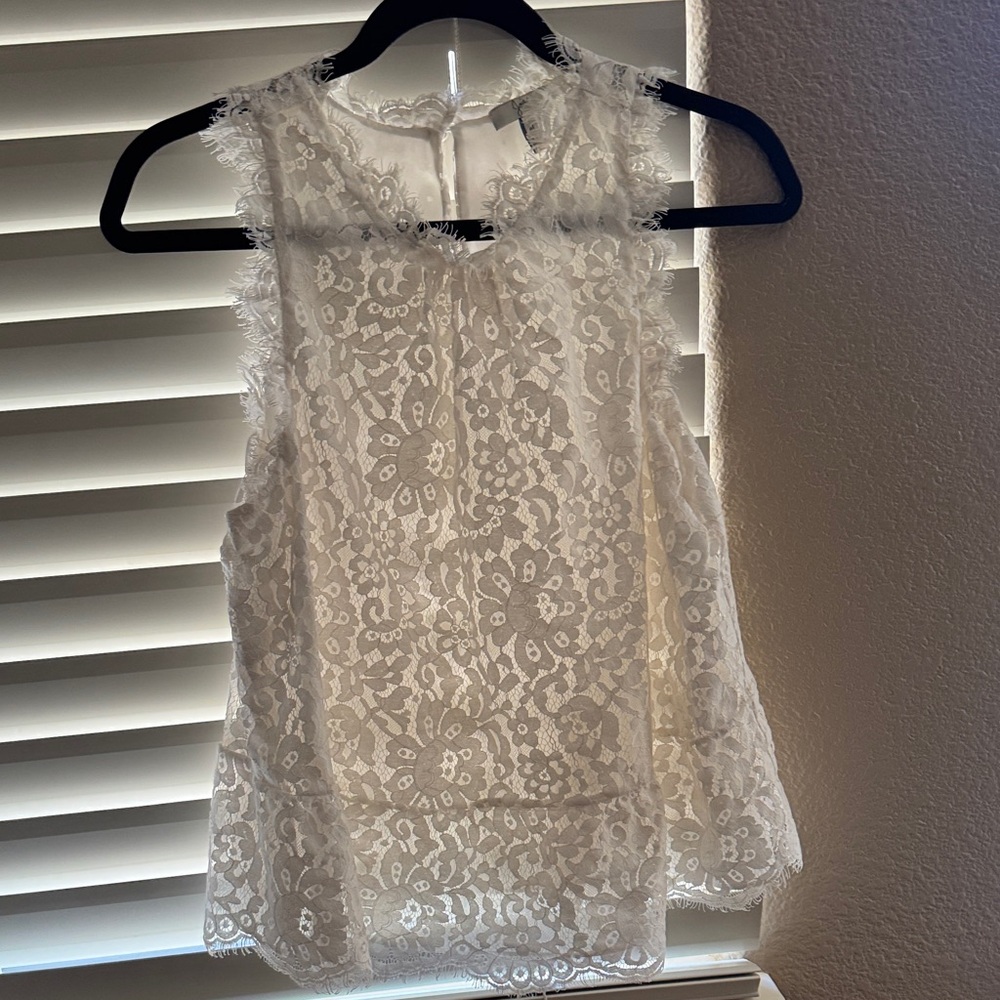 Joie White Lace Sleeveless Blouse
